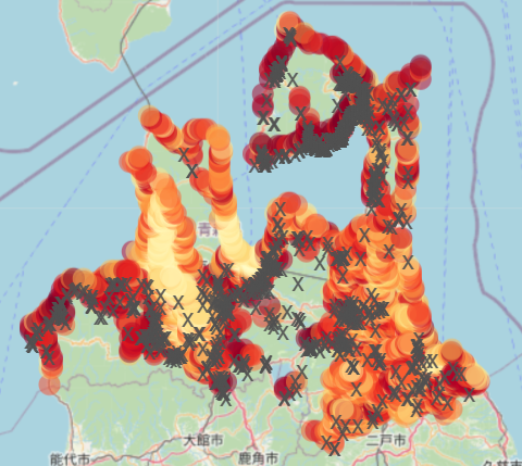 青森県のクマ出没マップ