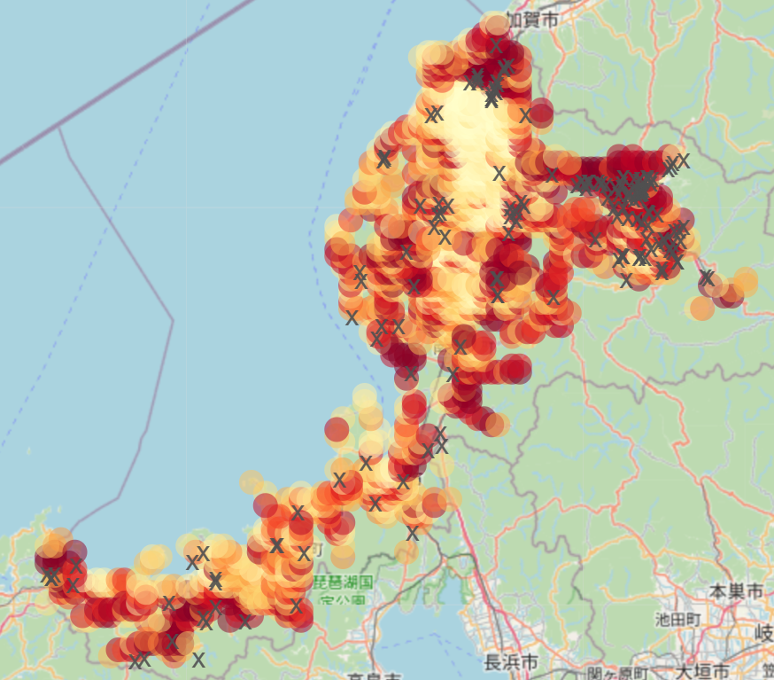福井県のクマ出没マップ