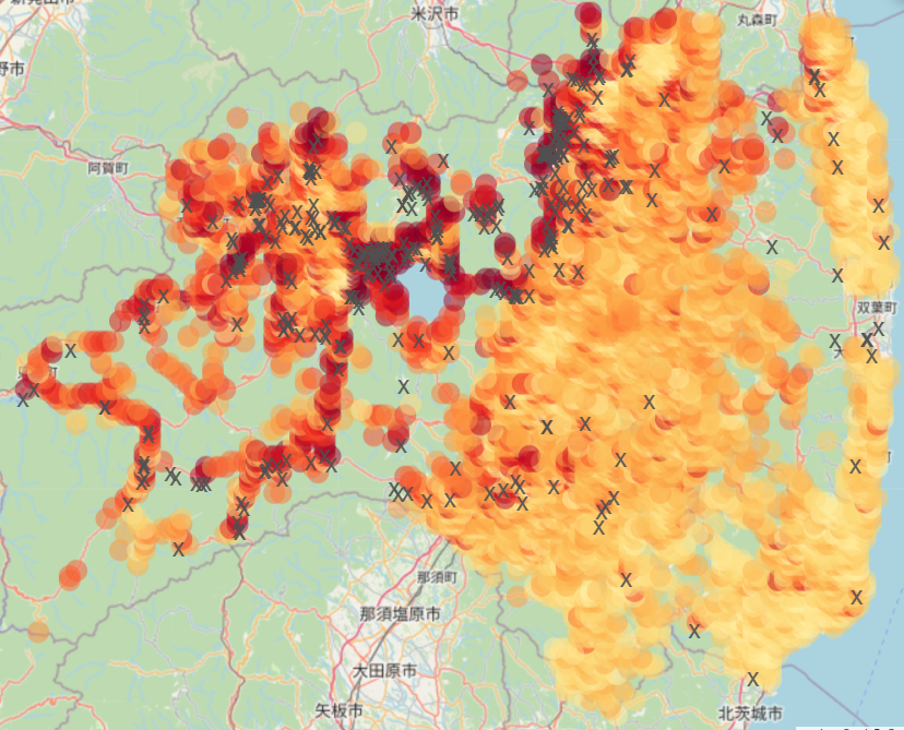 福島県のクマ出没マップ