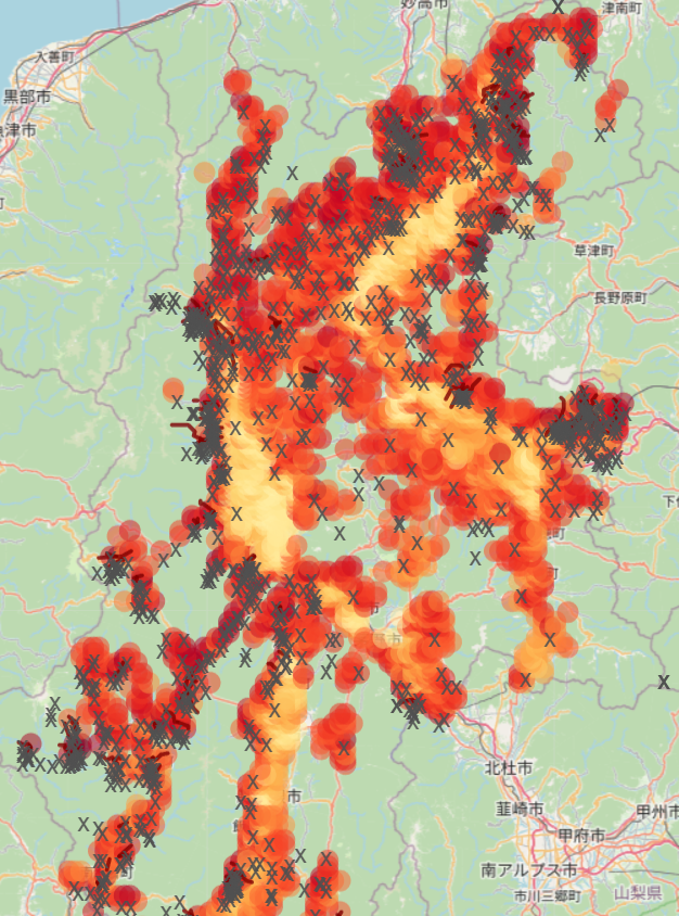 長野県のクマ出没マップ