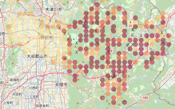奈良市・木津川市・山添村のクマ出没マップ