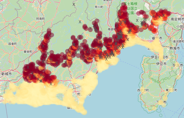 静岡県のクマ出没マップ