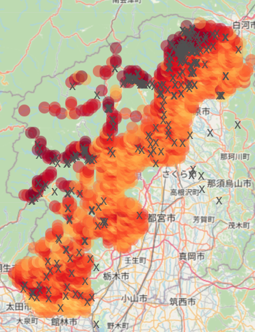 Bear Sightings Map of Nikko