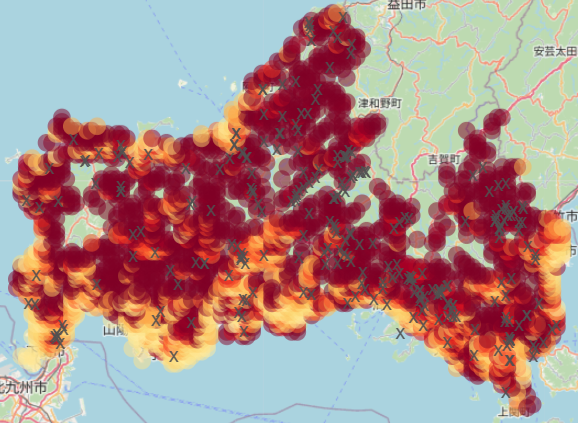 山口県のクマ出没マップ